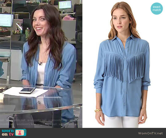 'Lola' Fringe Shirt by Torn by Ronny Kobo worn by Melanie Bromley on E! News