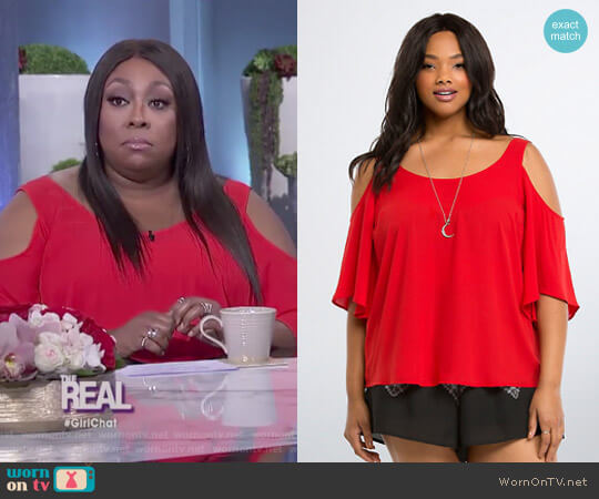 Georgette Cold Shoulder Top by Torrid worn by Loni Love on The Real