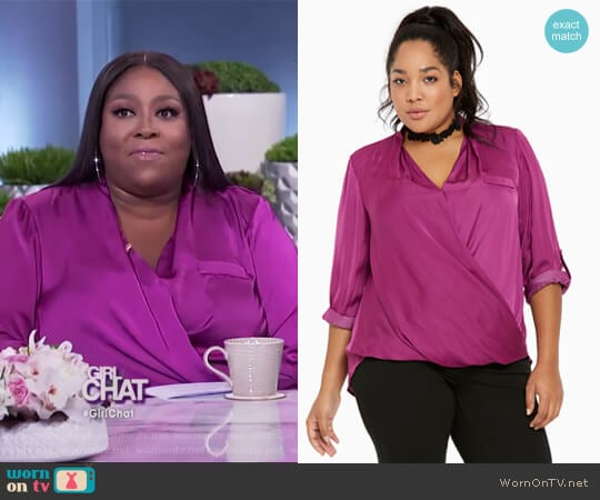 Satin Surplice Blouse by Torrid worn by Loni Love on The Real