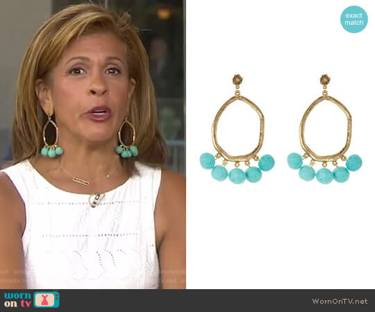 Shake your Pompom Earrings in Turquoise by Yochi worn by Hoda Kotb on Today