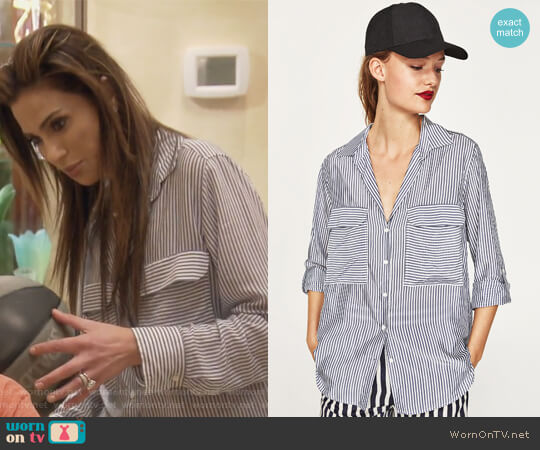 Striped Blouse with Pocket by Zara worn by Peggy Sulahian on The Real Housewives of Orange County