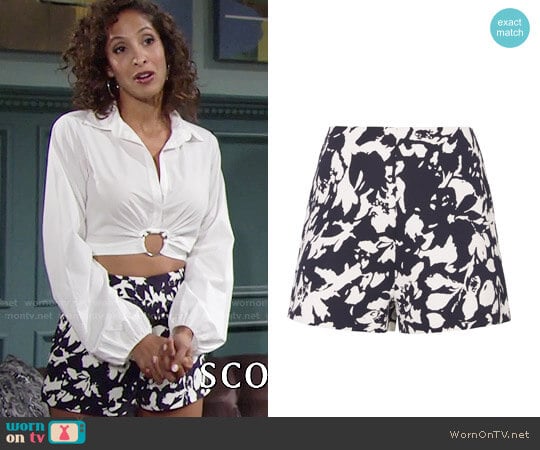 Alexis Carrie Floral Shorts worn by Lily Winters (Christel Khalil) on The Young and the Restless