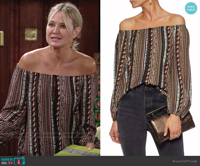 Alice + Olivia Saydee Top worn by Sharon Newman (Sharon Case) on The Young and the Restless