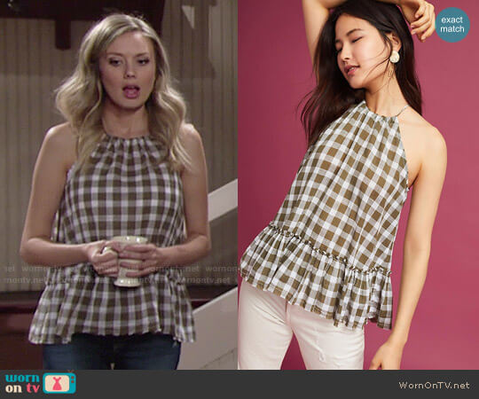 Anthropologie Gingham Halter Top by Cloth & Stone worn by Abby Newman (Melissa Ordway) on The Young and the Restless