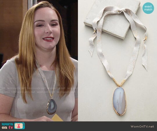 Anthropologie Agate Pendant Necklace worn by Mariah Copeland (Camryn Grimes) on The Young and the Restless