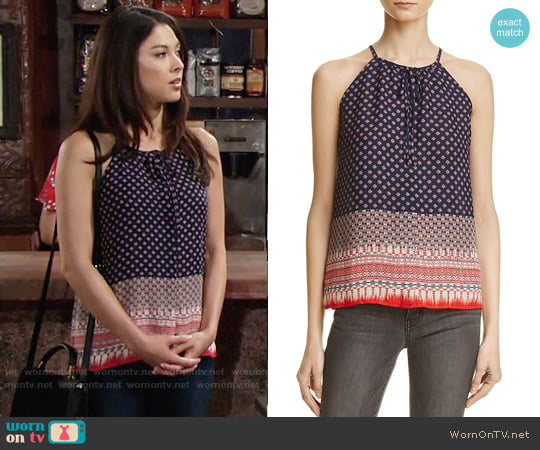 Aqua Scarf-Print Halter Tank worn by Juliet Helton (Laur Allen) on The Young and the Restless