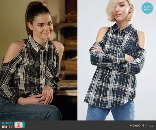 ASOS Check Shirt with Cold Shoulder worn by Callie Jacob (Maia Mitchell) on The Fosters