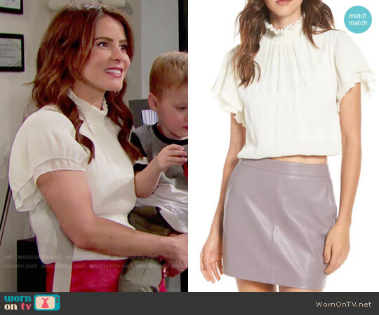 ASTR Smocked Neck Crop Top worn by Caroline Spencer (Linsey Godfrey) on The Bold and the Beautiful