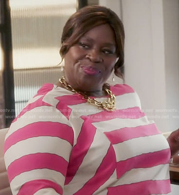 Barbara's pink striped top on Girlfriends Guide to Divorce