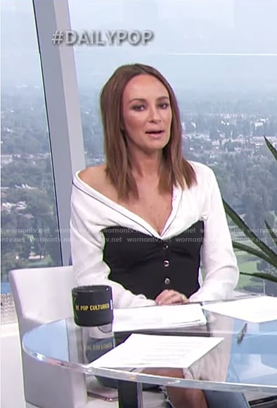 Catt's black button corset top on E! News Daily Pop