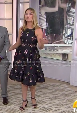 Jenna’s black floral flare dress on Today