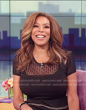 Wendy’s black knitted lace insert dress on The Wendy Williams Show