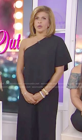 Hoda's black one shoulder jumpsuit on Today