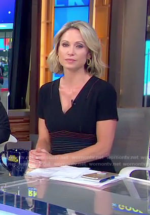 Amy’s black v-neck tailored dress on Good Morning America