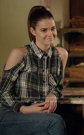 Callie's plaid cold-shoulder shirt on The Fosters