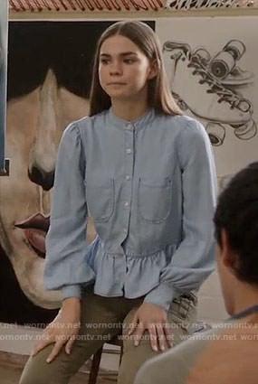 Callie’s chambray ruffled shirt on The Fosters