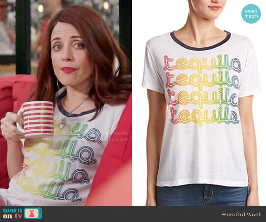 Chaser Tequila Tee worn by Jo (Alanna Ubach) on Girlfriends Guide to Divorce