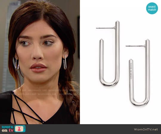 Eddie Borgo Idle Hoop Earrings worn by Steffy Forrester (Jacqueline MacInnes Wood) on The Bold and the Beautiful