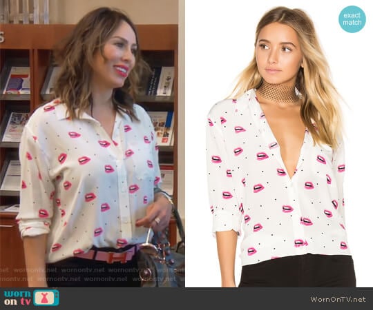 Daddy Silk Button by Equipment worn by Kelly Dodd on The Real Housewives of Orange County