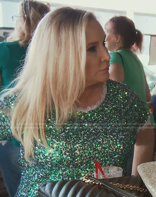 Shannon's green sequin top on The Real Housewives of OC