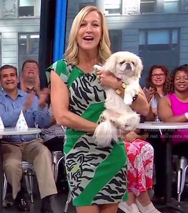 Lara’s green tiger print dress on Good Morning America