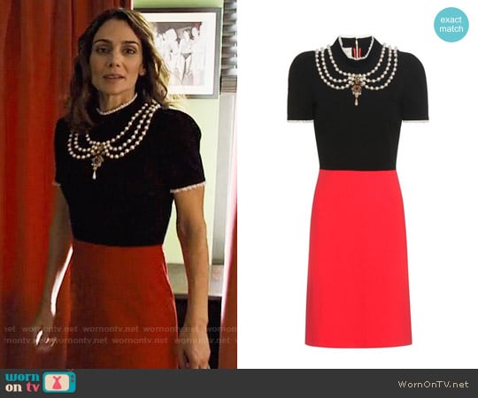 Gucci Embellished crêpe dress worn by Samantha Delmonico (Annie Parisse) on Friends from College