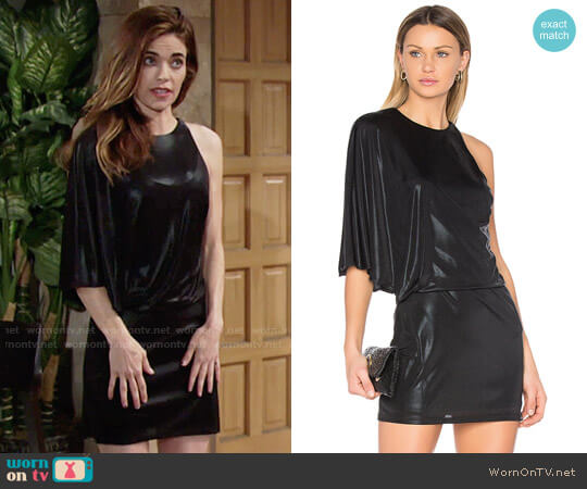 Halston Heritage Asymmetrical Draped Dress worn by Victoria Newman (Amelia Heinle) on The Young and the Restless