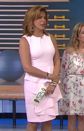 Hoda’s pink ruffle front dress on Today