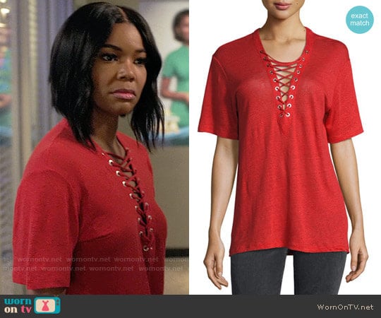 WornOnTV: Mary Jane’s red lace-up tee on Being Mary Jane | Gabrielle ...