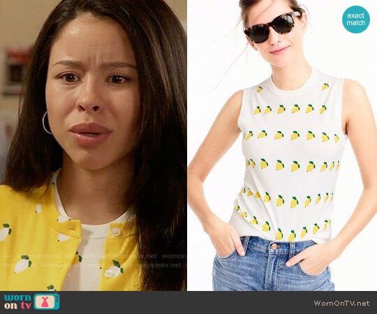 J. Crew Cotton Jackie Shell in Lemon Print worn by Mariana Foster (Cierra Ramirez) on The Fosters