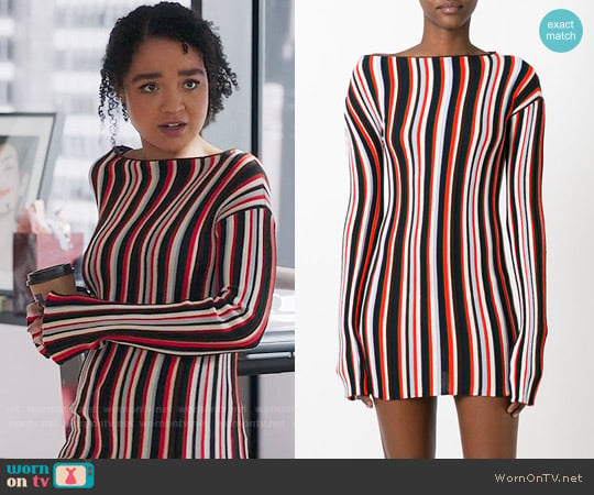 Jacquemus Striped Knitted Mini Dress worn by Kat Edison (Aisha Dee) on The Bold Type