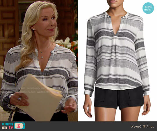 Joie Obeline Striped Top worn by Brooke Logan (Katherine Kelly Lang) on The Bold and the Beautiful