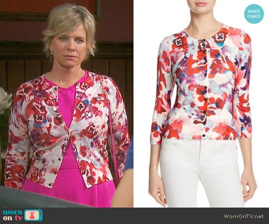 Karen Millen Floral Cardigan worn by Kayla Brady (Mary Beth Evans) on Days of our Lives