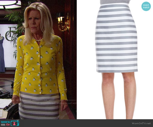 Kate Spade Marit Stripe Skirt worn by Pamela Douglas (Alley Mills) on The Bold and the Beautiful