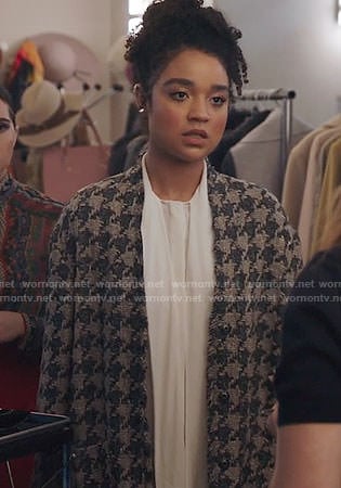 Kat’s houndstooth jacket on The Bold Type