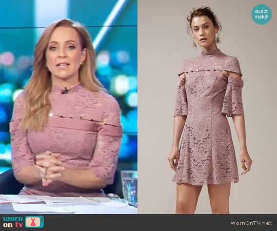 Star Crossed Lace Mini Dress by Keepsake worn by Carrie Bickmore on The Project