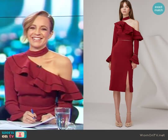 Lovers holiday midi dress by Keepsake worn by Carrie Bickmore on The Project