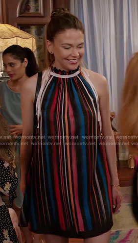 Liza's vertical striped mini dress on Younger