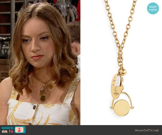 Madewell Face It Charm Lariat Necklace worn by Coco Spectra (Courtney Grosbeck) on The Bold and the Beautiful