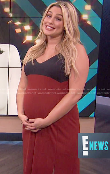 Carissa’s navy and red two tone dress on E! News