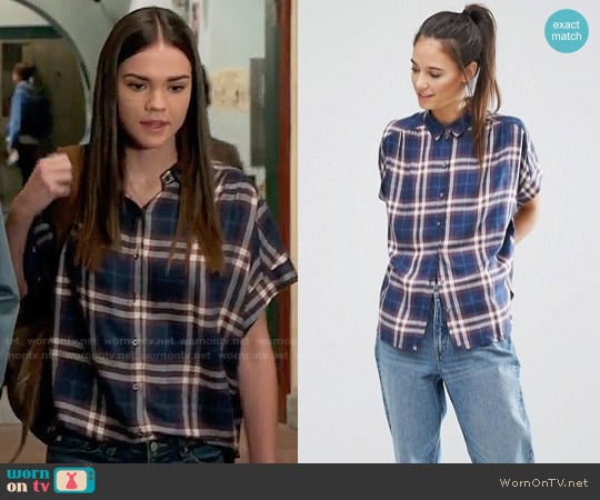 Only Batwing Check Shirt worn by Callie Jacob (Maia Mitchell) on The Fosters