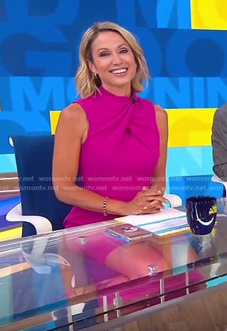 Amy’s pink twist front sleeveless dress on Good Morning America