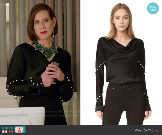 Prabal Gurung Long Sleeve Cowl Neck Blouse worn by Diana Trout (Miriam Shor) on Younger