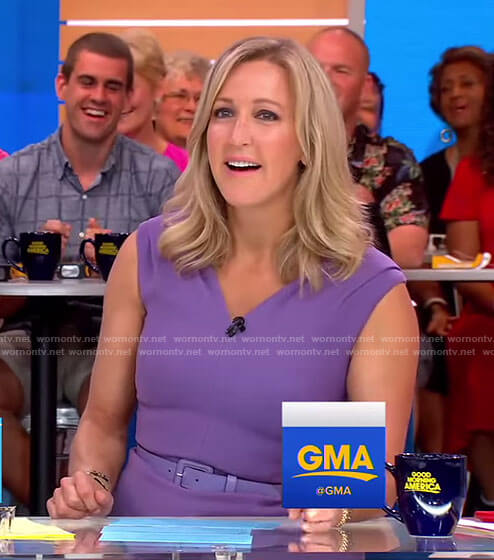 Lara's purple v-neck sheath dress on Good Morning America