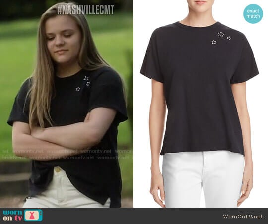 Rag & Bone Vintage Crewneck Tee in Black Stars worn by Daphne Conrad (Maisy Stella) on Nashville