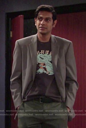 Ravi's T-Rex graphic tee on The Young and the Restless