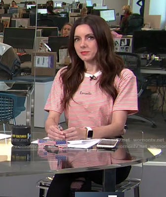 Melanie’s red striped romantic t-shirt on Live fron E!