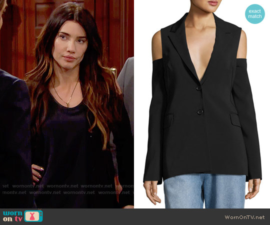 Robert Rodriguez Cold-Shoulder Two-Button Blazer worn by Steffy Forrester (Jacqueline MacInnes Wood) on The Bold and the Beautiful