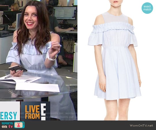 Smocky Cold-Shoulder Dress by Sandro worn by Melanie Bromley on E! News