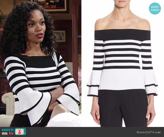 WornOnTV: Hilary’s striped bell-sleeve sweater on The Young and the ...